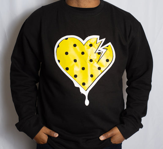 Crooked Hearted Dots Unisex Crewneck (Black/White & Yellow)