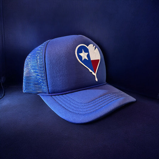 Crooked Heart Over Texas Trucker Cap (Royal Blue)