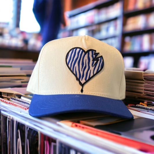 Crooked Hearted Stripes Cap (White/Blue)