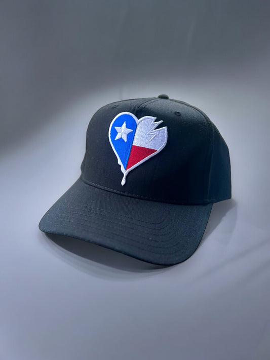 Crooked Heart Over Texas Snapback Cap (Black)