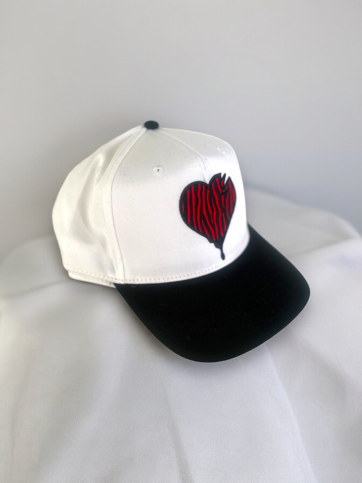 Crooked Hearted Stripes Snapback Cap (Black/Red White)