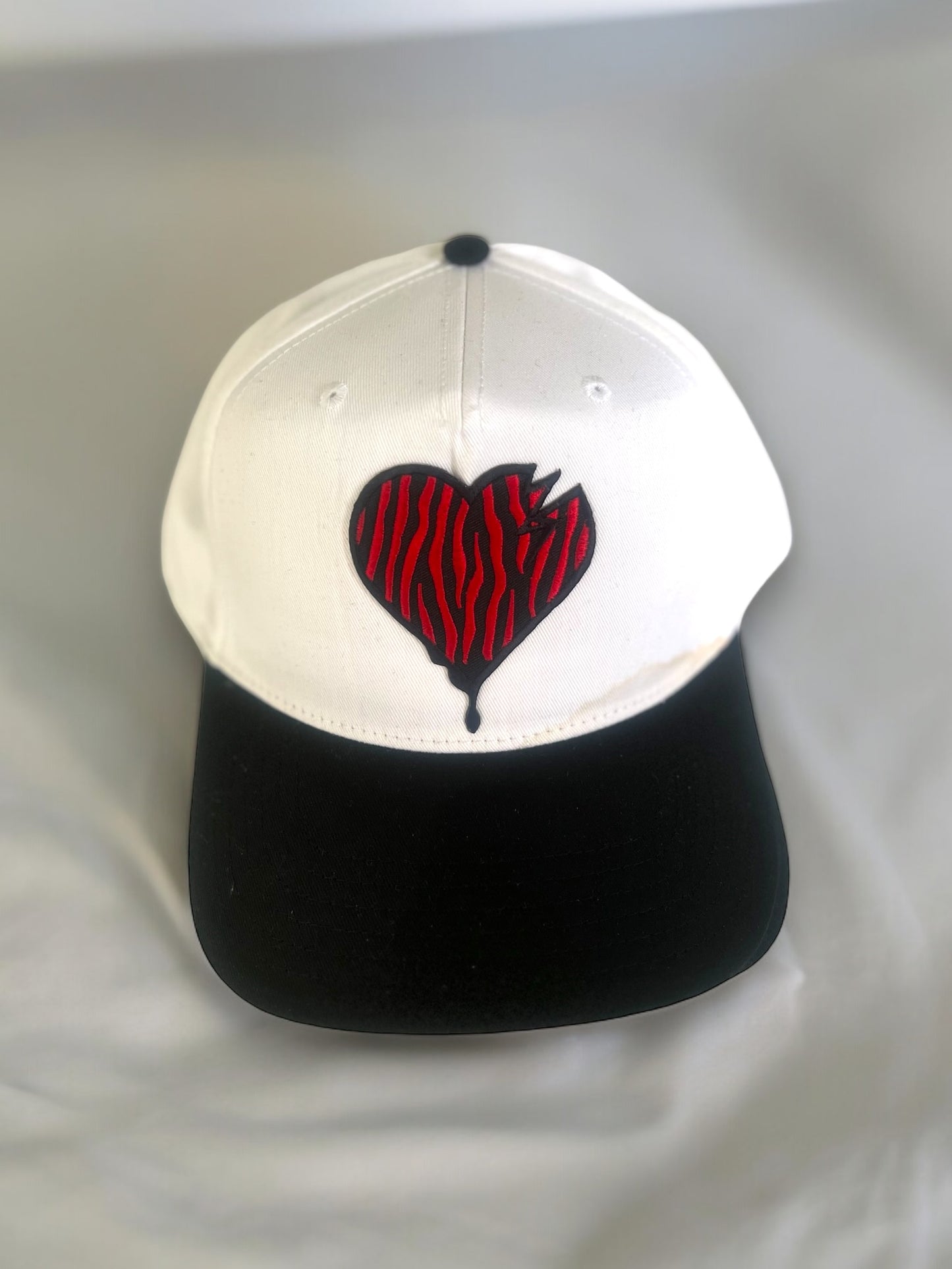 Crooked Hearted Stripes Snapback Cap (Black/Red White)