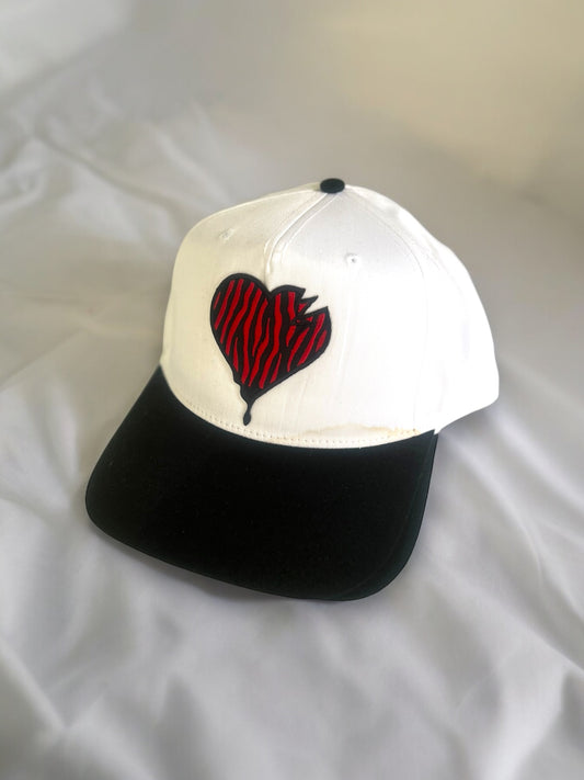 Crooked Hearted Stripes Snapback Cap (Black/Red White)